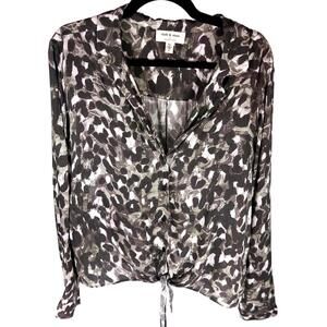 CLOTH & STONE X ANTHROPOLOGIE Leopard Blouse | Boho Chic, Safari Top | US Large